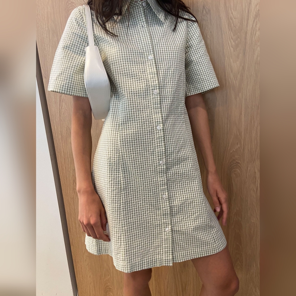 OAK + FORT COLLARED MINI GINGHAM DRESS - Picture 4 of 13